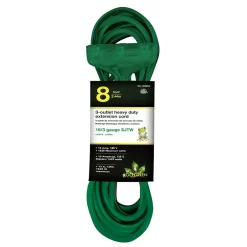 Extension Cords<GoGreen Power 16/3 8' 3 Outlet Heavy Duty Extension Cord (GG-15008GN)