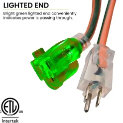 Extension Cords<GoGreen Power 16/3 8' Heavy Duty Extension Cord, Lighted End, Orange (GG-13708)