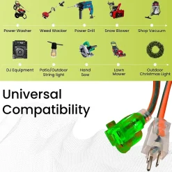 Extension Cords<GoGreen Power 16/3 8' Heavy Duty Extension Cord, Lighted End, Orange (GG-13708)