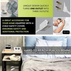 Extension Cords<GoGreen Power 12' Extension Cord, 3-Outlet, 16 AWG, White (GG-24712-3)