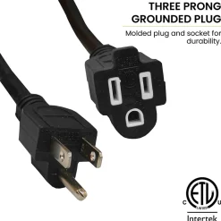 Extension Cords<GoGreen Power 8' Indoor/Outdoor Extension Cord, 16 AWG, Black (GG-13708BK)