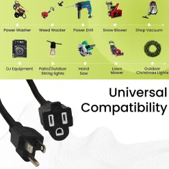 Extension Cords<GoGreen Power 15' Indoor/Outdoor Extension Cord, 16 AWG, Black (GG-13715BK)