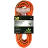 Extension Cords<GoGreen Power 50' Indoor/Outdoor Extension Cord, 3-Outlet, 14 AWG, Orange (GG-15150)