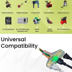 Extension Cords<GoGreen Power 50' Indoor/Outdoor Extension Cord, 3-Outlet, 14 AWG, Orange (GG-15150)