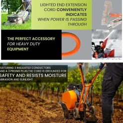 Extension Cords<GoGreen Power 2' Indoor/Outdoor Extension Cord, 3-Outlet, 12 AWG, Orange (GG-15302)