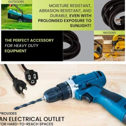 Extension Cords<GoGreen Power 50' Indoor/Outdoor Extension Cord, 16 AWG, Black (GG-13750BK)