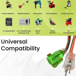 Extension Cords<GoGreen Power 50' Indoor/Outdoor Extension Cord, 14 AWG, Orange (GG-13850)