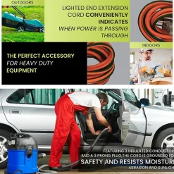 Extension Cords<GoGreen Power 50' Indoor/Outdoor Extension Cord, 14 AWG, Orange (GG-13850)