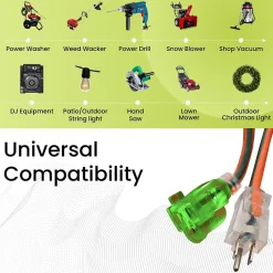 Extension Cords<GoGreen Power 25' Indoor/Outdoor Extension Cord, 16 AWG, Orange (GG-13725)