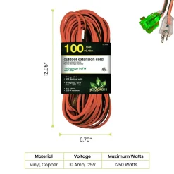 Extension Cords<GoGreen Power 100' Indoor/Outdoor Extension Cord, 16 AWG, Orange (GG-13700)