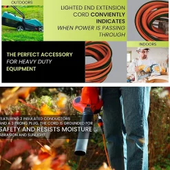 Extension Cords<GoGreen Power 100' Indoor/Outdoor Extension Cord, 16 AWG, Orange (GG-13700)