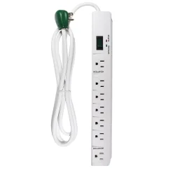 Surge Protectors & Power Strips<GoGreen Power 6' Metal Surge Protector, 7 Outlets, White (GG-17636)