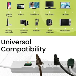 Surge Protectors & Power Strips<GoGreen Power 6' Metal Surge Protector, 7 Outlets, White (GG-17636)
