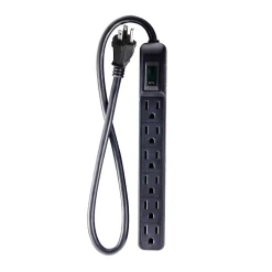 Surge Protectors & Power Strips<GoGreen Power 6 Outlet Mini Surge Protector, 2' cord, Black (GG-16103MINBK)