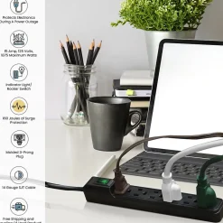 Surge Protectors & Power Strips<GoGreen Power 6 Outlet Mini Surge Protector, 2' Cord, White (GG-16103MIN)