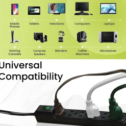 Surge Protectors & Power Strips<GoGreen Power 6 Outlet Mini Surge Protector, 2' Cord, White (GG-16103MIN)