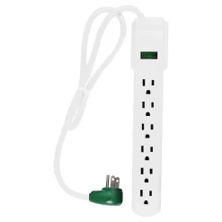 Surge Protectors & Power Strips<GoGreen Power 6 Outlet Surge Protector, 2.5' Cord, White (GG-16103MS)