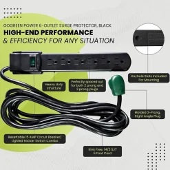 Surge Protectors & Power Strips<GoGreen Power 6 Outlet Surge Protectors, 6' Cord, Black (GG-16106MSBK)