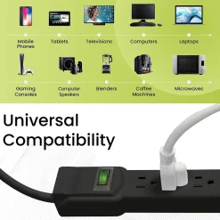 Surge Protectors & Power Strips<GoGreen Power 6 Outlet Surge Protectors, 6' Cord, Black (GG-16106MSBK)