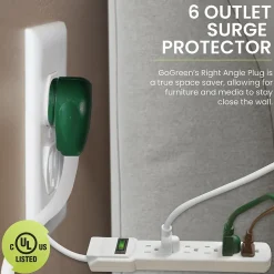 Surge Protectors & Power Strips<GoGreen Power 6 Outlet Surge Protector, 6' Cord, White (GG-16106MS)