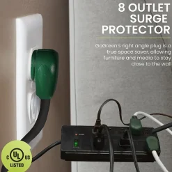 Surge Protectors & Power Strips<GoGreen Power 8 Outlet Surge Protector, 6' cord, Black (GG-18316BK)