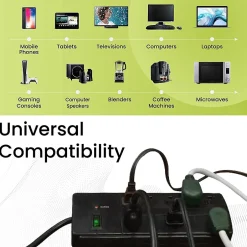 Surge Protectors & Power Strips<GoGreen Power 8 Outlet Surge Protector, 6' cord, Black (GG-18316BK)