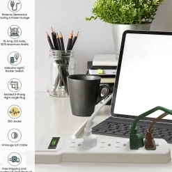 Surge Protectors & Power Strips<GoGreen Power 6 Outlet Surge Protector, 12' cord, White (GG-16103M-12)