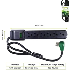 Surge Protectors & Power Strips<GoGreen Power 2.5' Surge Protector, 6 Outlet, Black (GG-16103MSBK)