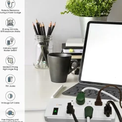 Surge Protectors & Power Strips<GoGreen Power 6' Surge Protector, 8 Outlet, White (GG-18316WH)