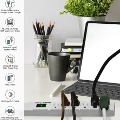 Surge Protectors & Power Strips<GoGreen Power 15' Surge Protector, 6 Outlets, White (GG-16315-15)