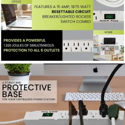Surge Protectors & Power Strips<GoGreen Power 15' Surge Protector, 6 Outlets, White (GG-16315-15)