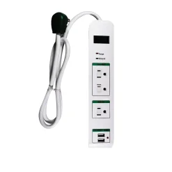 Surge Protectors & Power Strips<GoGreen Power 3' Surge Protector, 3 Outlet, White (GG-13103USB)