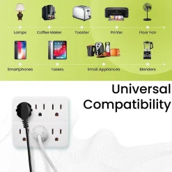 Surge Protectors & Power Strips<GoGreen Power Wall Tap, 6 Outlet, White, 3/Pack (GG-16000TW)