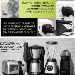 Surge Protectors & Power Strips<GoGreen Power Wall Tap, 6 Outlet, White, 3/Pack (GG-16000TW)