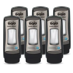 GOJO HAND MEDIC ADX-7 Wall Mounted Hand Soap Dispenser, Black/Chrome, 6/Carton (8782-06)