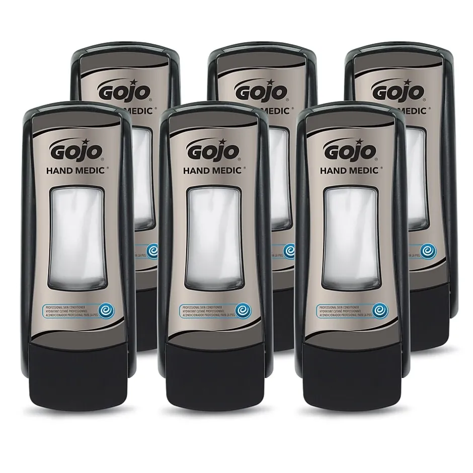 GOJO HAND MEDIC ADX-7 Wall Mounted Hand Soap Dispenser, Black/Chrome, 6/Carton (8782-06)