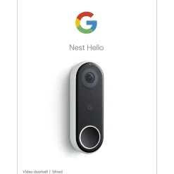 Smart Doorbells<Google Nest Hello WiFi Wired Smart Video Doorbell, Black (5085916)