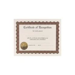 Clearance Certificates, 8.5" x 11", Gold and Beige, 18/Pack (20104239) Awards & Certificates