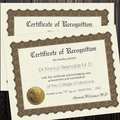 Clearance Certificates, 8.5" x 11", Gold and Beige, 18/Pack (20104239) Awards & Certificates