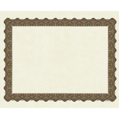 Hot Matte Certificates, 8.5" x 11", Beige/Gold, 100/Pack (934000) Awards & Certificates