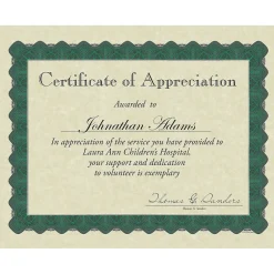Sale Metallic Certificates, 8.5" x 11", Beige/Green, 100/Pack (934200) Awards & Certificates