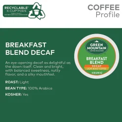 Keurig K-Cups<Green Mountain Breakfast Blend Decaf Coffee Keurig® K-Cup® Pods, Light Roast, 24/Box (5000330139)