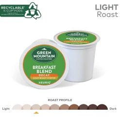 Keurig K-Cups<Green Mountain Breakfast Blend Decaf Coffee Keurig® K-Cup® Pods, Light Roast, 96/Carton (7522)