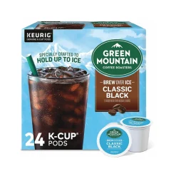 Keurig K-Cups<Green Mountain Brew-Over-Ice Classic Black Iced Coffee, Dark Roast, 0.40 oz. Keurig® K-Cup® Pods, 24/Box (390276)