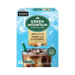 Keurig K-Cups<Green Mountain Brew-Over-Ice Vanilla Caramel Iced Coffee, 0.4 oz. Keurig® K-Cup® Pods, 24/Box (390283)