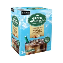 Keurig K-Cups<Green Mountain Brew-Over-Ice Vanilla Caramel Iced Coffee, 0.4 oz. Keurig® K-Cup® Pods, 24/Box (390283)