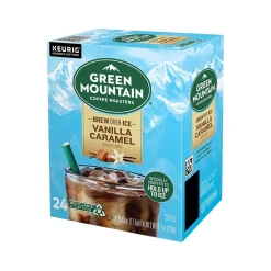 Keurig K-Cups<Green Mountain Brew-Over-Ice Vanilla Caramel Iced Coffee, 0.4 oz. Keurig® K-Cup® Pods, 24/Box (390283)