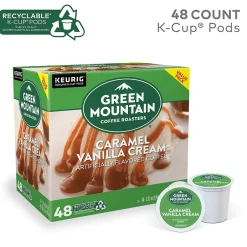 Keurig K-Cups<Green Mountain Caramel Vanilla Cream Coffee Keurig® K-Cup® Pods, Light Roast, 48/Box (350072)