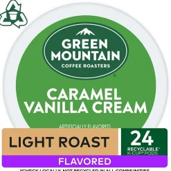 Keurig K-Cups<Green Mountain Caramel Vanilla Cream Coffee Keurig® K-Cup® Pods, Light Roast, 24/Box (6700)