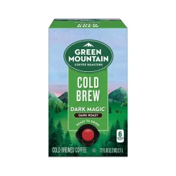 Coffee<Green Mountain Coffee Roasters Dark Magic Cold Brew Coffee Packet, Dark Roast, 72 fl.oz., 6/Carton (5000376411)